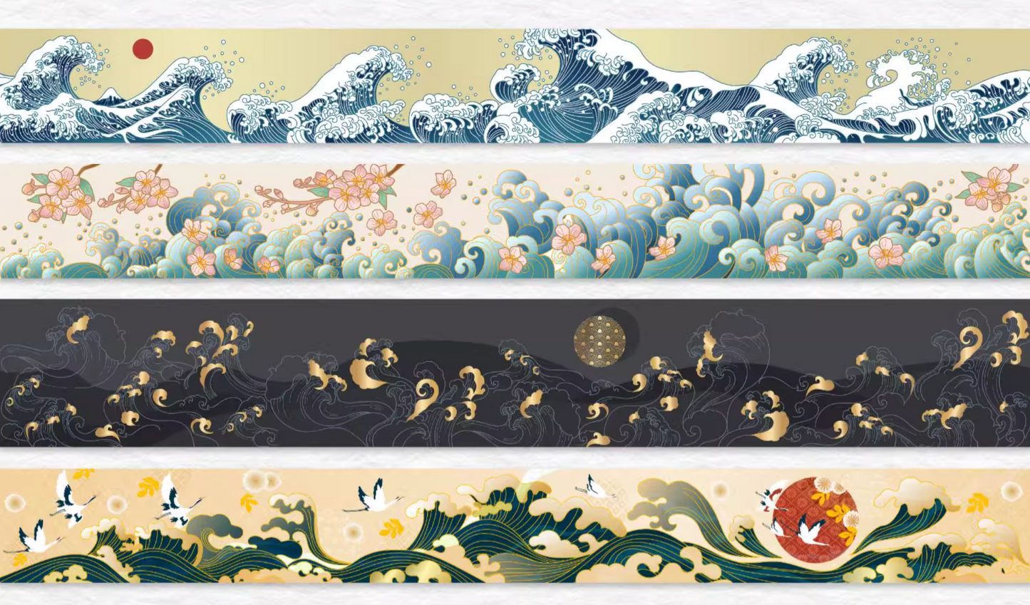 THE WASHI TAPE SHOP Cloudshore Stone Waves Washi Tape Set (5m x 4 rolls)
