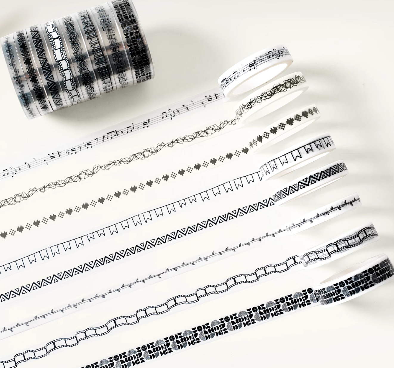 THE WASHI TAPE SHOP Pixel Monochrome PET Washi Tape  (8 Rolls x 5m )