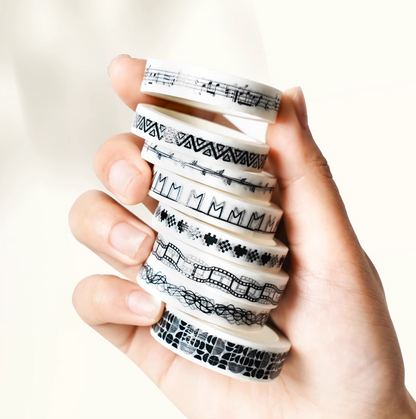 THE WASHI TAPE SHOP Pixel Monochrome PET Washi Tape  (8 Rolls x 5m )