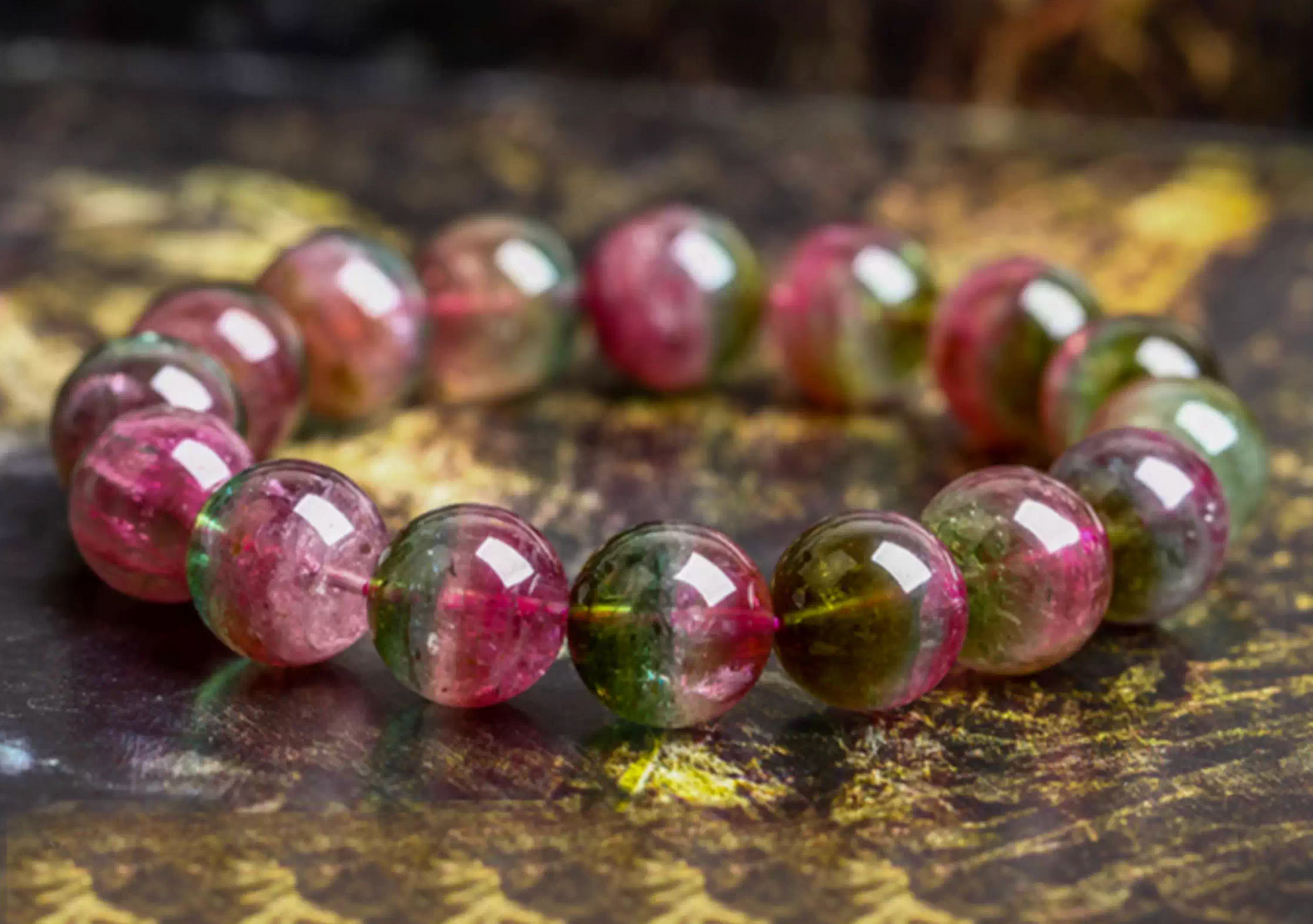 Watermelon Tourmaline Bracelet｜WANAVI Natural Crystal Collector's Bracelet, Designer Energy Jewelry