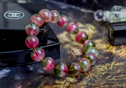 Watermelon Tourmaline Bracelet｜WANAVI Natural Crystal Collector's Bracelet, Designer Energy Jewelry