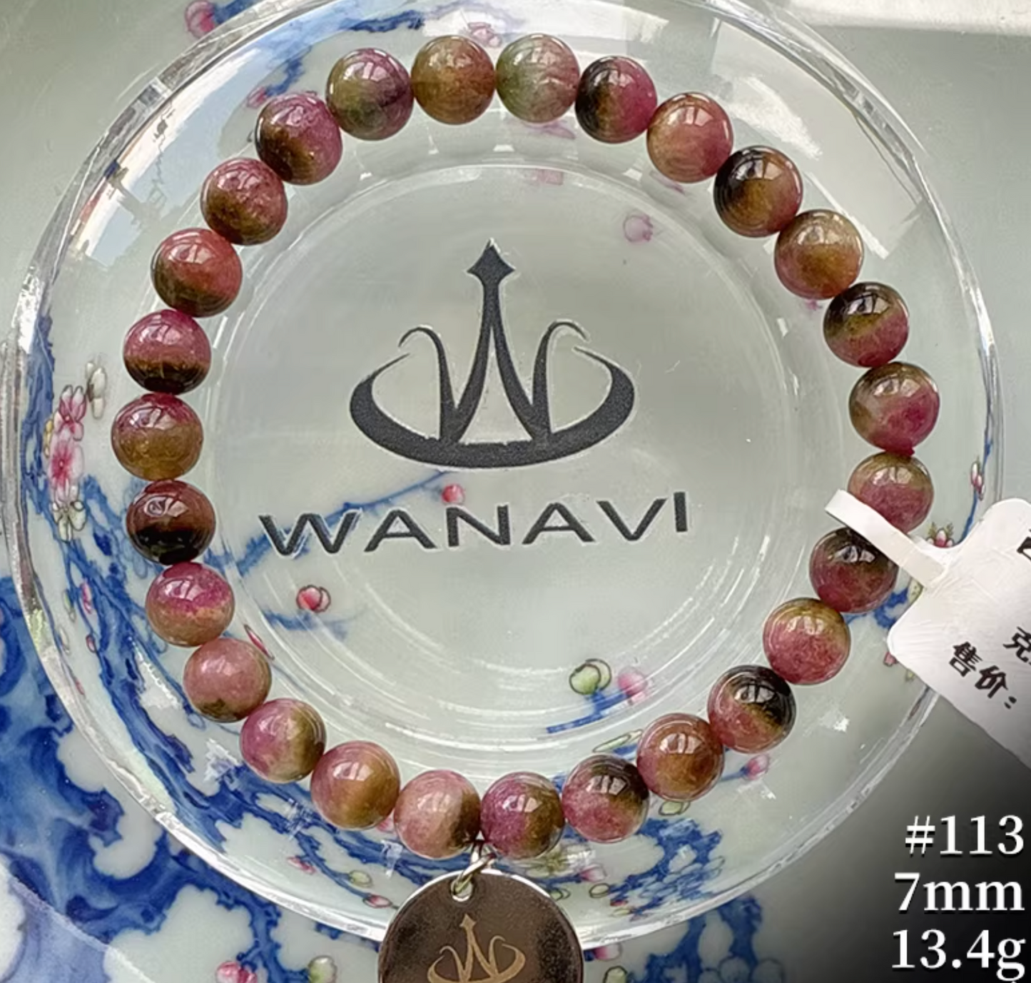 Watermelon Tourmaline Bracelet｜WANAVI Natural Crystal Collector's Bracelet, Designer Energy Jewelry