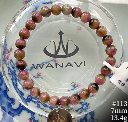 Watermelon Tourmaline Bracelet｜WANAVI Natural Crystal Collector's Bracelet, Designer Energy Jewelry